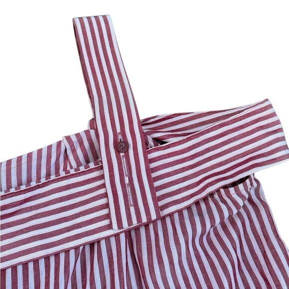 New York & Company Women's Cold Shoulder Red & White Button Blouse Size XL - Picture 5 of 6